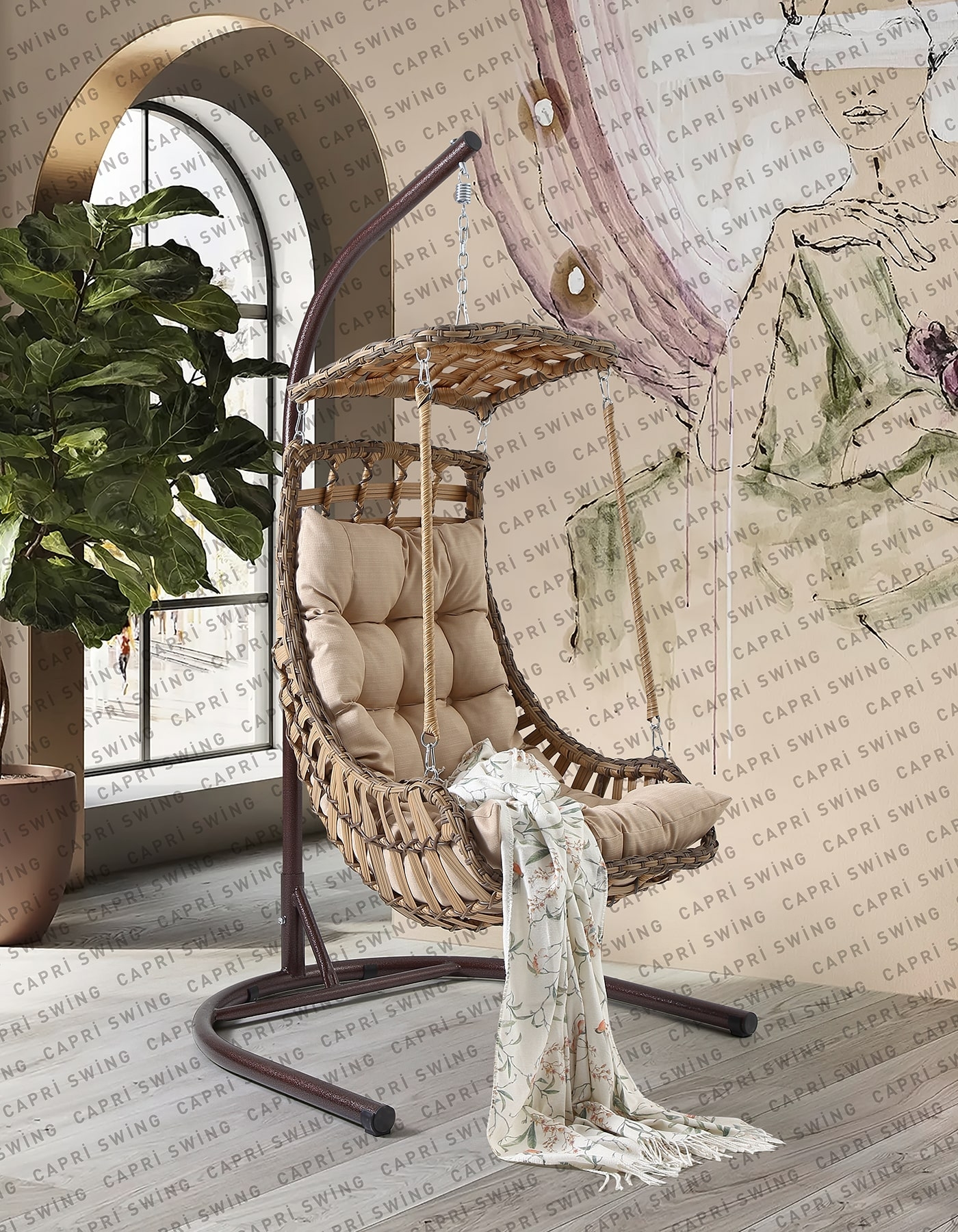 Capri Swing - Alaçatı Tekli Rattan Bahçe - Balkon Salıncağı Capri Swing - Alaçatı Tekli Rattan Bahçe - Balkon Salıncağı