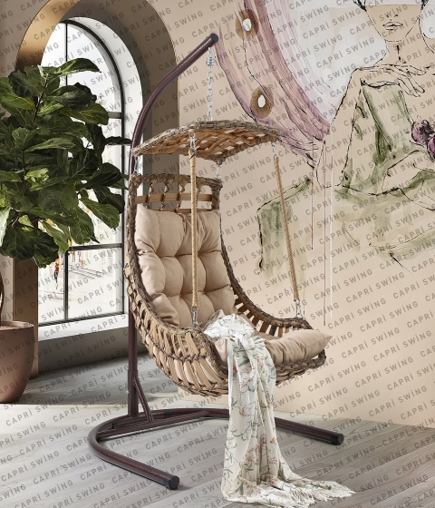 Capri Swing - Alaçatı Tekli Rattan Bahçe - Balkon Salıncağı Capri Swing - Alaçatı Tekli Rattan Bahçe - Balkon Salıncağı