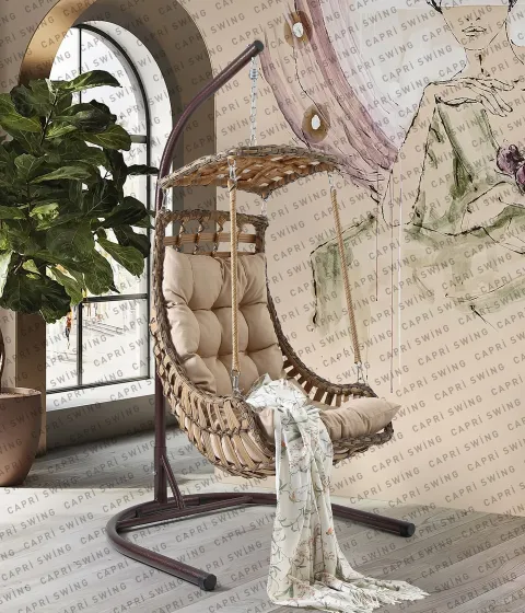 Capri Swing - Alaçatı Tekli Rattan Bahçe - Balkon Salıncağı Capri Swing - Alaçatı Tekli Rattan Bahçe - Balkon Salıncağı