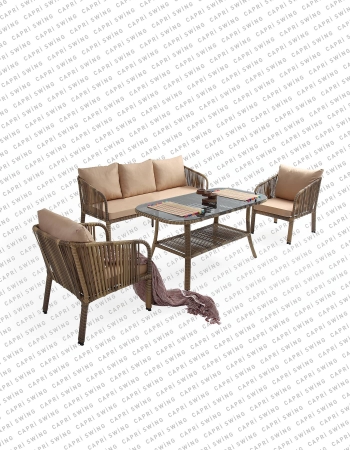 Capri Swing - Artemis Üçlü Rattan Bahçe - Balkon Oturma Grubu