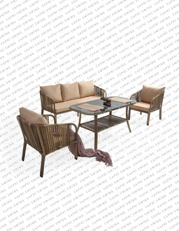 Capri Swing - Artemis Üçlü Rattan Bahçe - Balkon Oturma Grubu Capri Swing - Artemis Üçlü Rattan Bahçe - Balkon Oturma Grubu