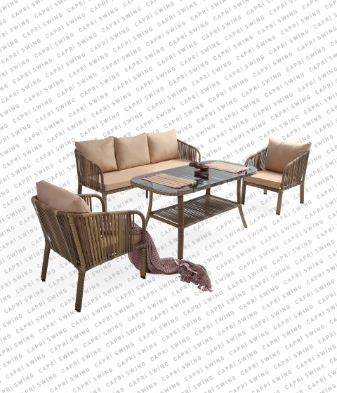 Capri Swing - Artemis Üçlü Rattan Bahçe - Balkon Oturma Grubu Capri Swing - Artemis Üçlü Rattan Bahçe - Balkon Oturma Grubu