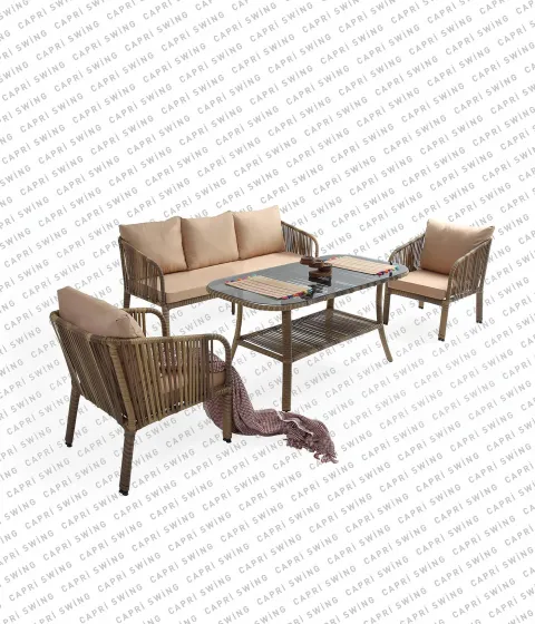 Capri Swing - Artemis Üçlü Rattan Bahçe - Balkon Oturma Grubu Capri Swing - Artemis Üçlü Rattan Bahçe - Balkon Oturma Grubu