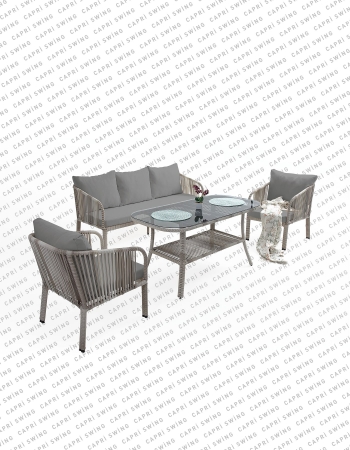 Capri Swing - Artemis Üçlü Rattan Bahçe - Balkon Oturma Grubu