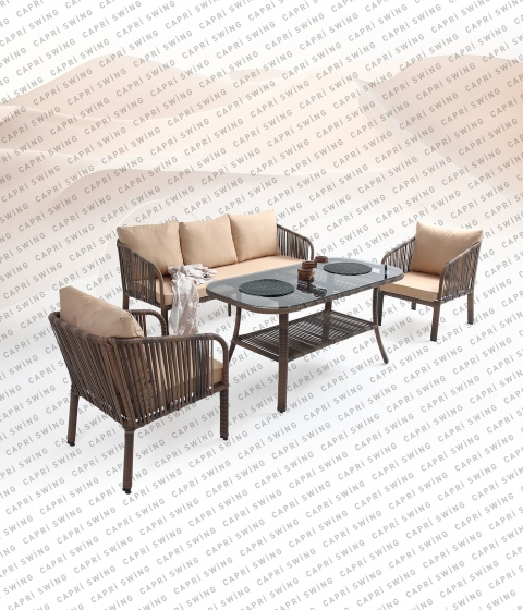 Capri Swing - Artemis Üçlü Rattan Bahçe - Balkon Oturma Grubu Capri Swing - Artemis Üçlü Rattan Bahçe - Balkon Oturma Grubu