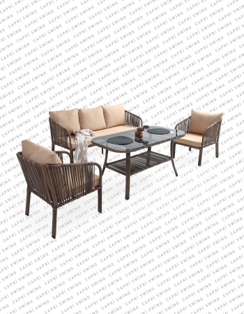 Capri Swing - Artemis Üçlü Rattan Bahçe - Balkon Oturma Grubu