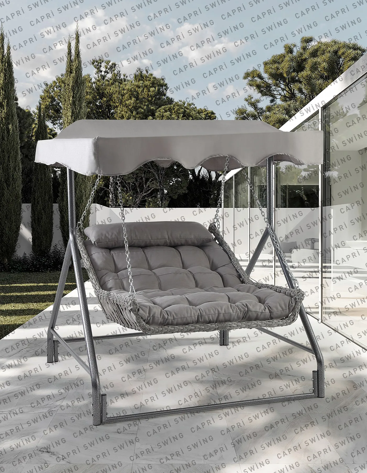 Capri Swing Capri Bed Tenteli Rattan Bahçe Balkon Salıncağı Capri Swing Capri Bed Tenteli Rattan Bahçe Balkon Salıncağı
