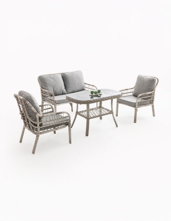 Capri Swing Pisa İkili Rattan Bahçe Balkon Oturma Grubu