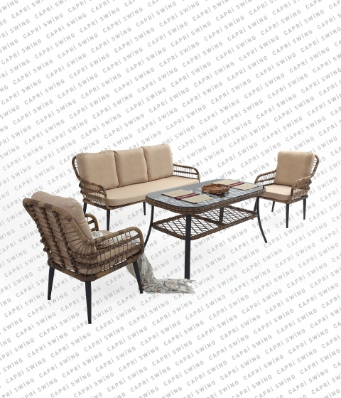 Capri Swing Pisa Üçlü Rattan Bahçe Balkon Oturma Grubu Capri Swing Pisa Üçlü Rattan Bahçe Balkon Oturma Grubu