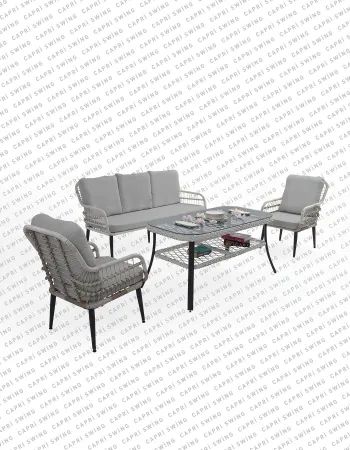 Capri Swing Pisa Üçlü Rattan Bahçe Balkon Oturma Grubu