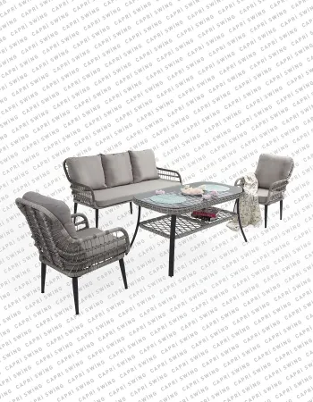 Capri Swing Pisa Üçlü Rattan Bahçe Balkon Oturma Grubu
