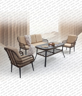 Capri Swing Pisa Üçlü Rattan Bahçe Balkon Oturma Grubu